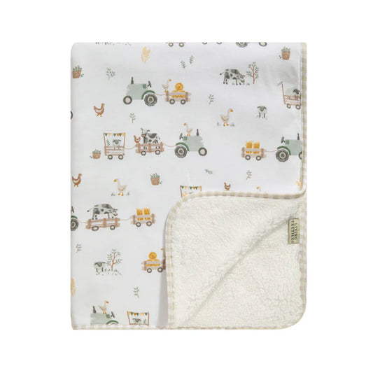 Organic Jersey Sherpa Blanket Tractor Ride
