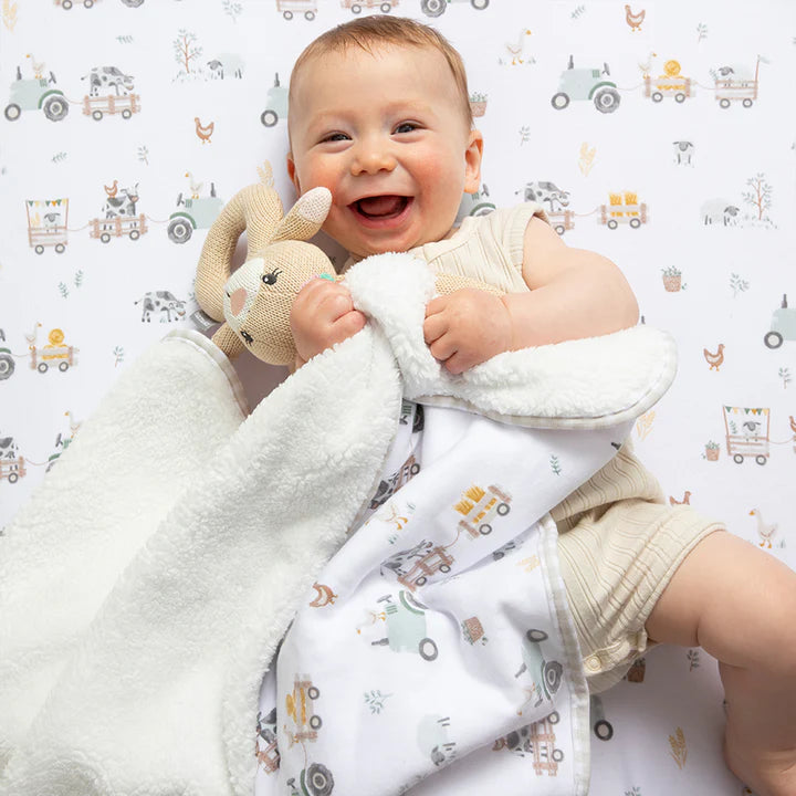 Organic Jersey Sherpa Blanket Tractor Ride