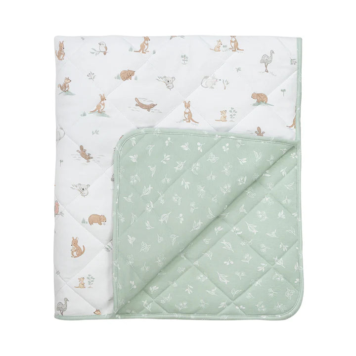Reversible Quilted Cot Comforter Australiana