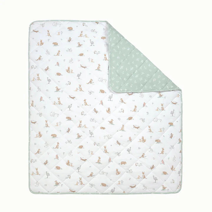 Reversible Quilted Cot Comforter Australiana