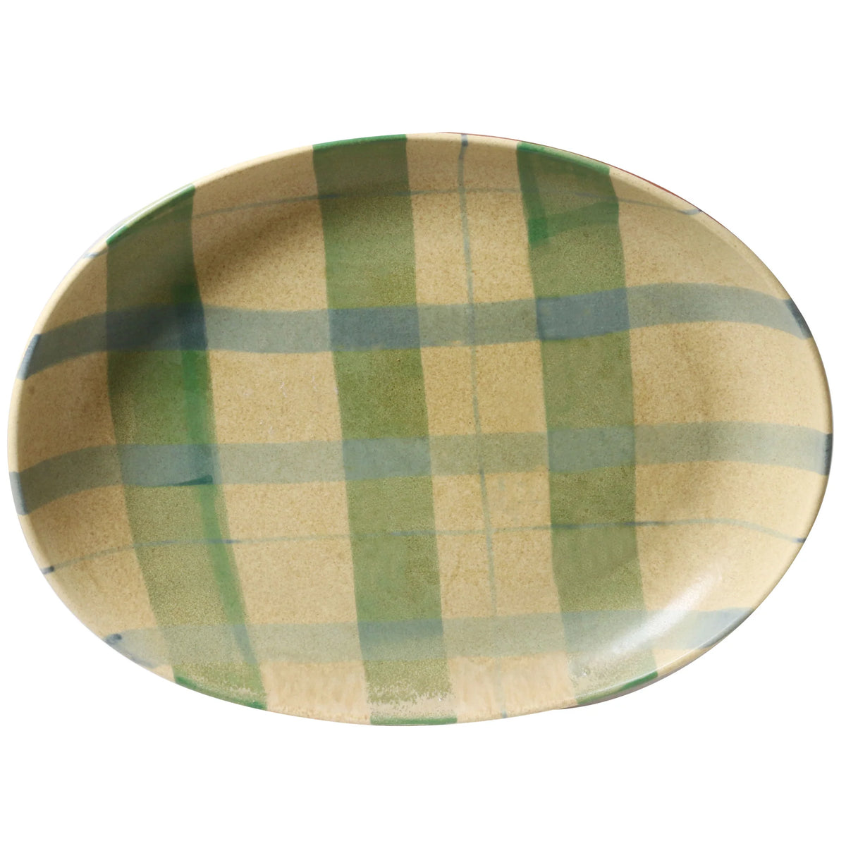Curved Oval Tray Tartan Cinnamon Christmas