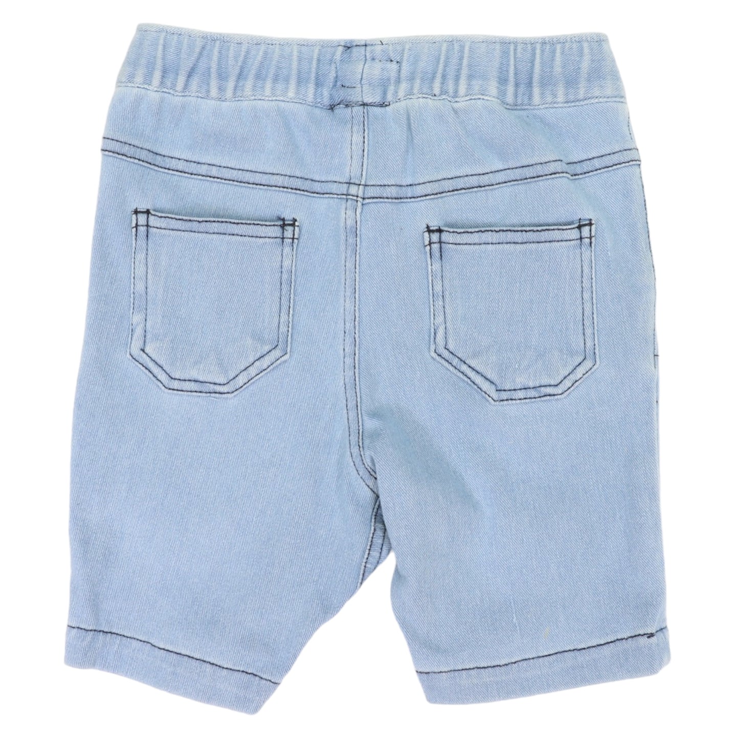 Elastic Waisted Denim Short Light Wash