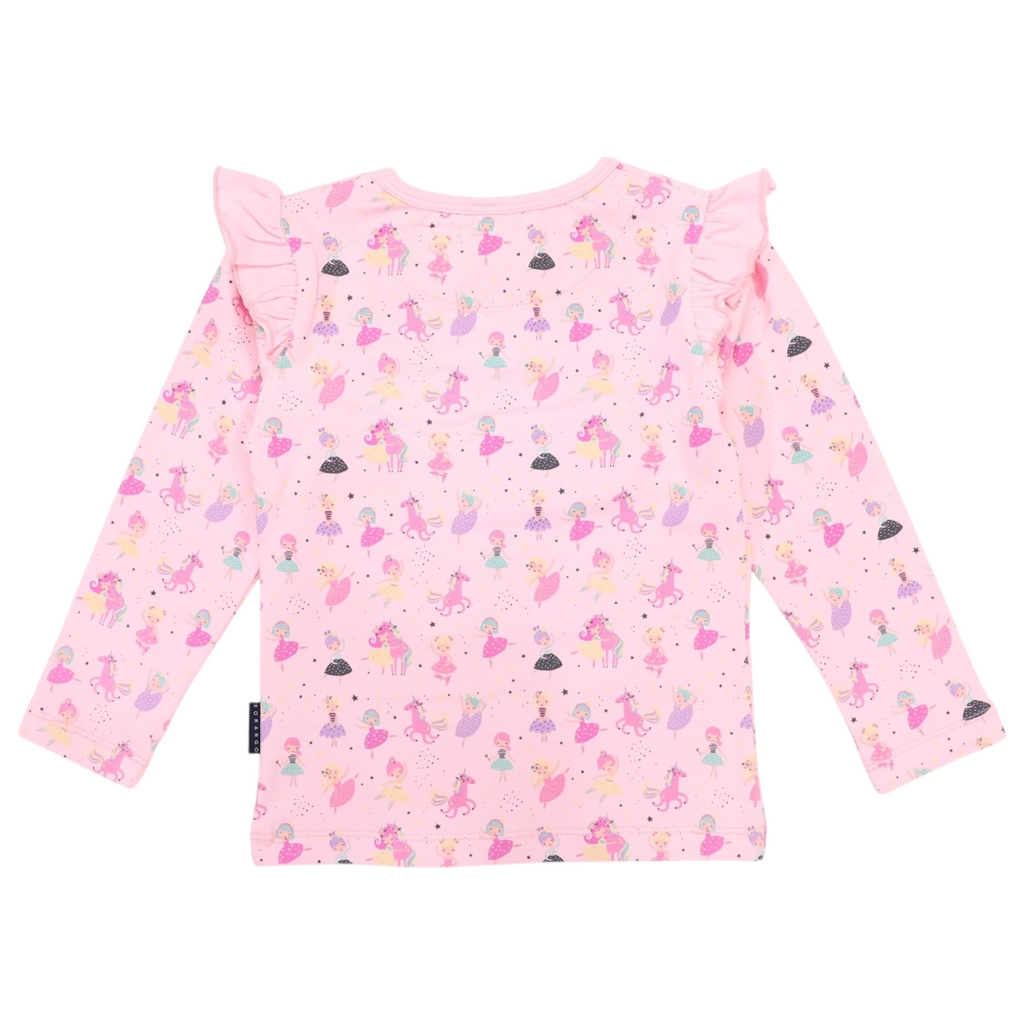 Dancing Unicorn Frill Print Tee Pink