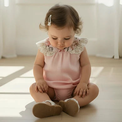 Baby Girls Neve Playsuit Light Pink Linen
