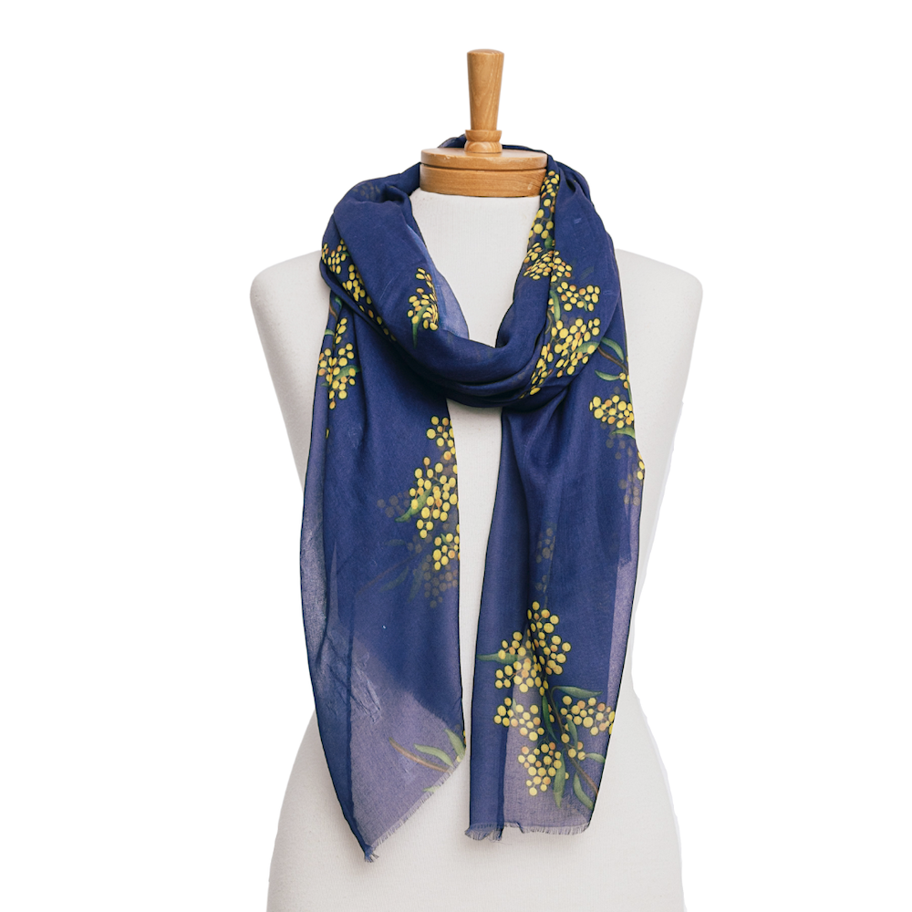 Golden Wattle Scarf Navy