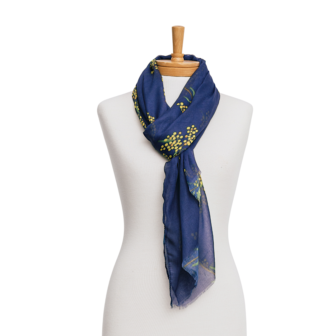 Golden Wattle Scarf Navy