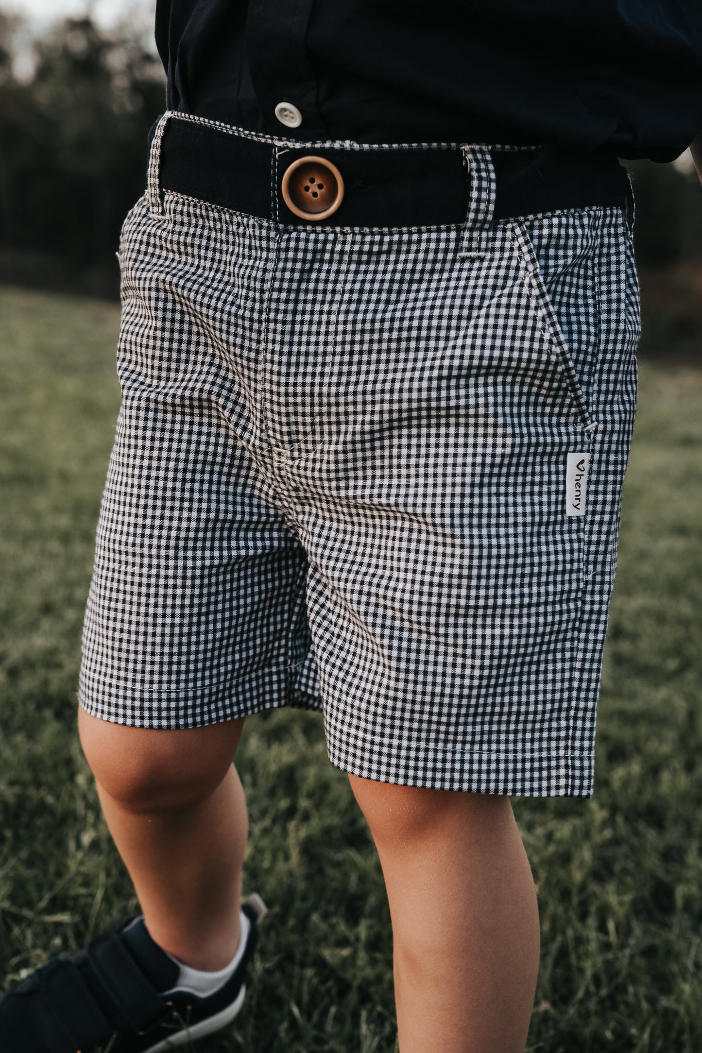 Boys Oscar Short Navy Gingham