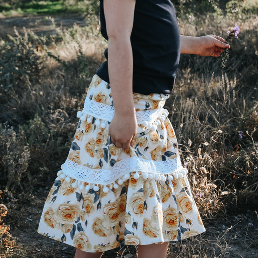 Girls Maggie Skirt Lemon Floral