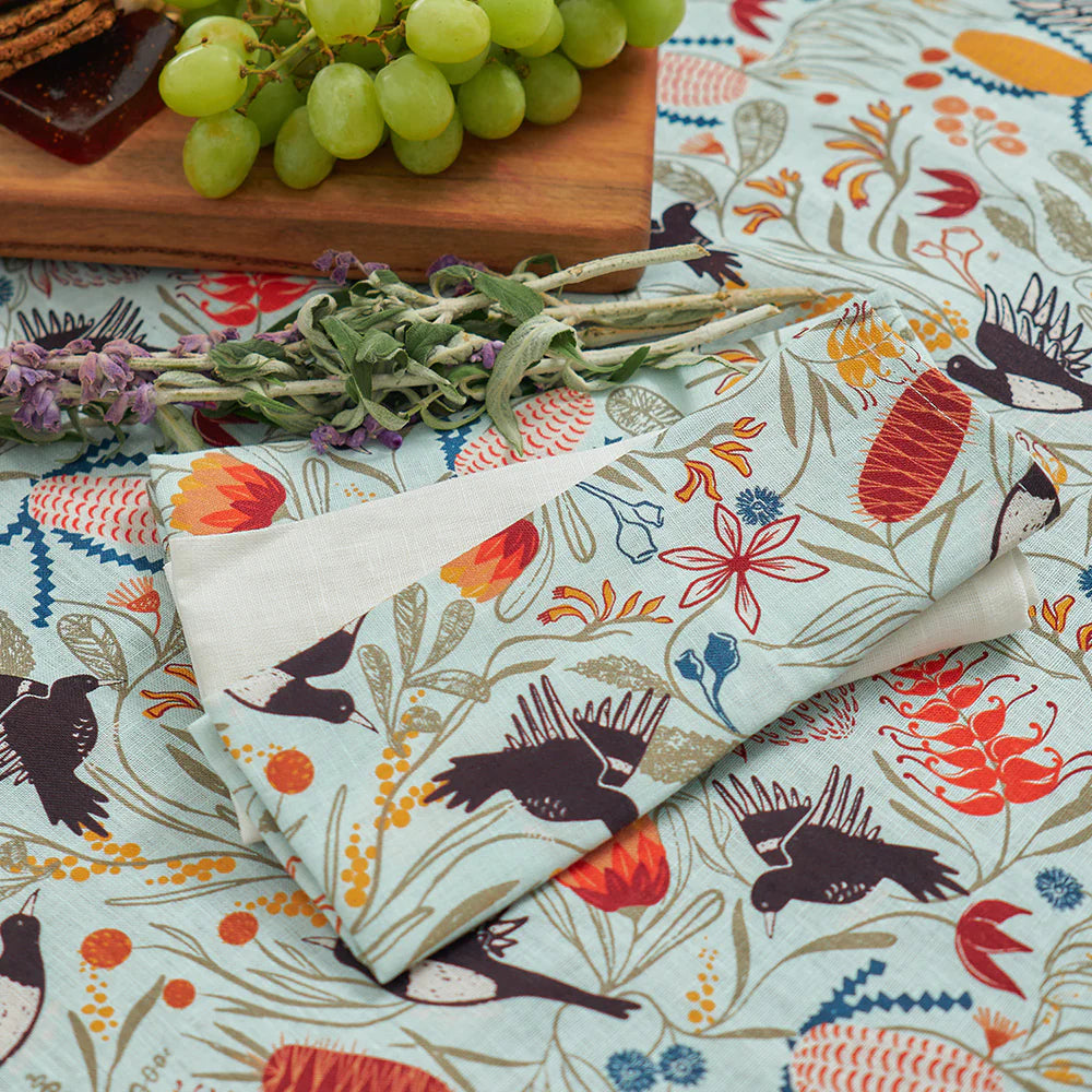 Linen Tablecloth (138cm x 300cm) Magpie Floral