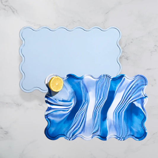 Chopping Boards (Set of 2) Swirl + Solid Azure