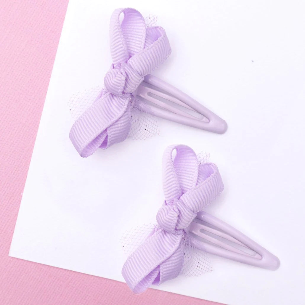 Lavender Mini Grosgrain Hair Clip 2pk