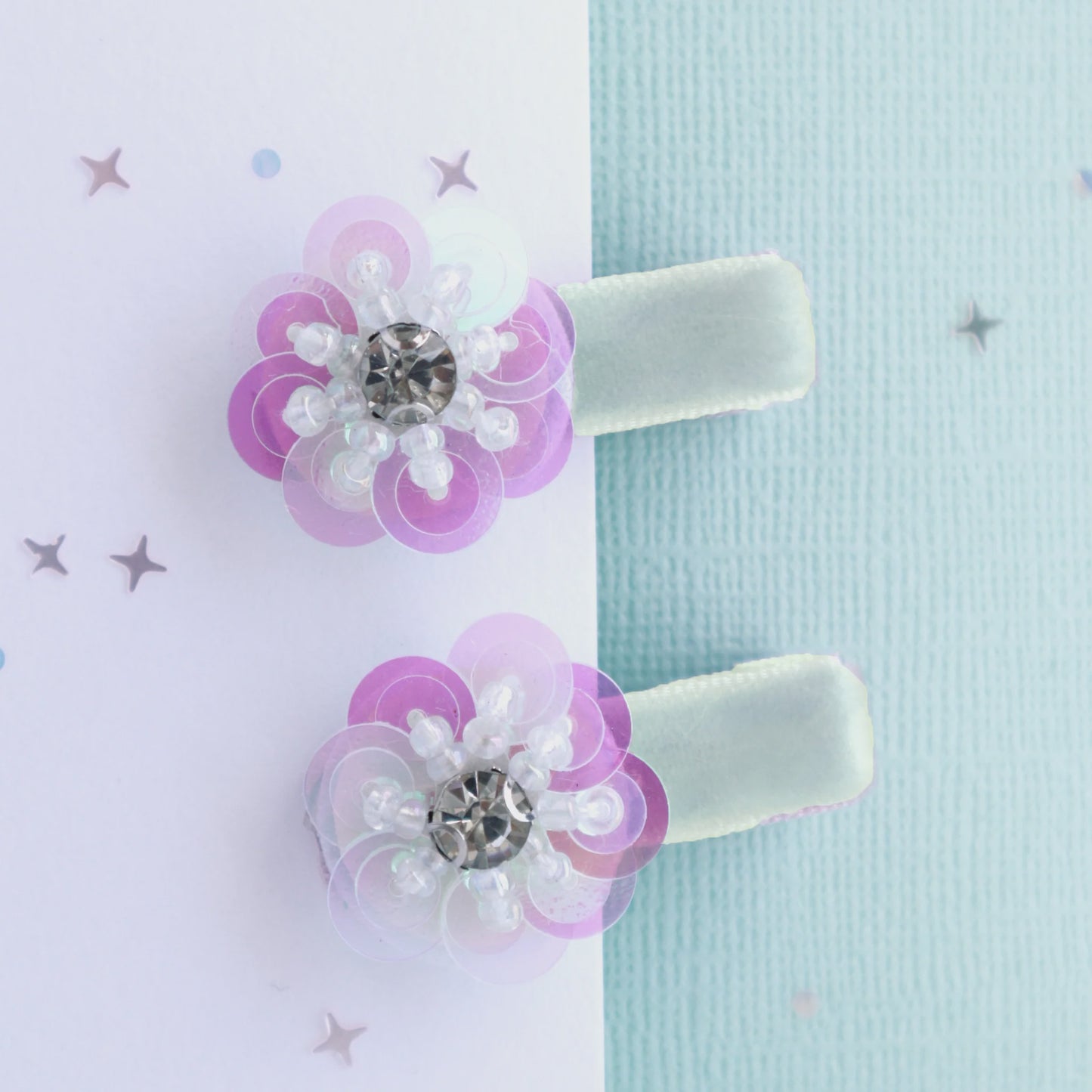 Crystal Jewel Flower Hair Clips