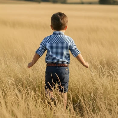Boys Dress Shirt Blue Check