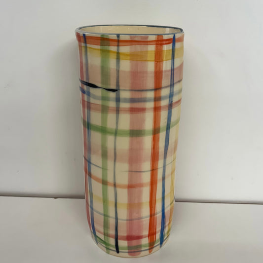 Extra Large Vase Multicolour Checks 27cm