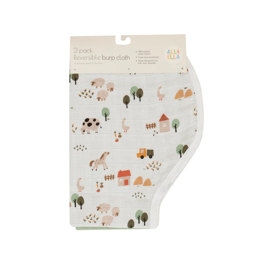 Burp Cloth Country Farm 2pk