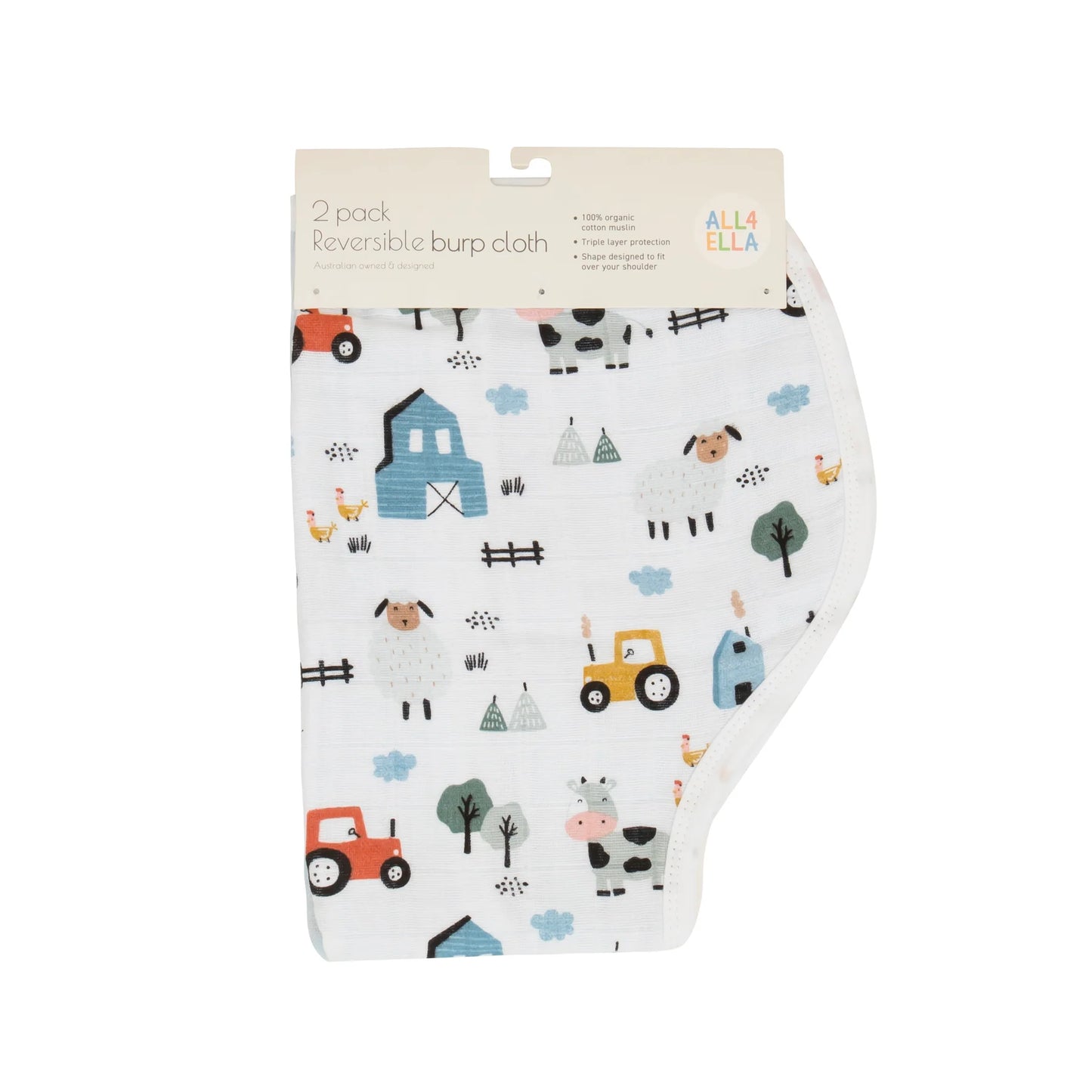 Burp Cloth Barnyard 2pk