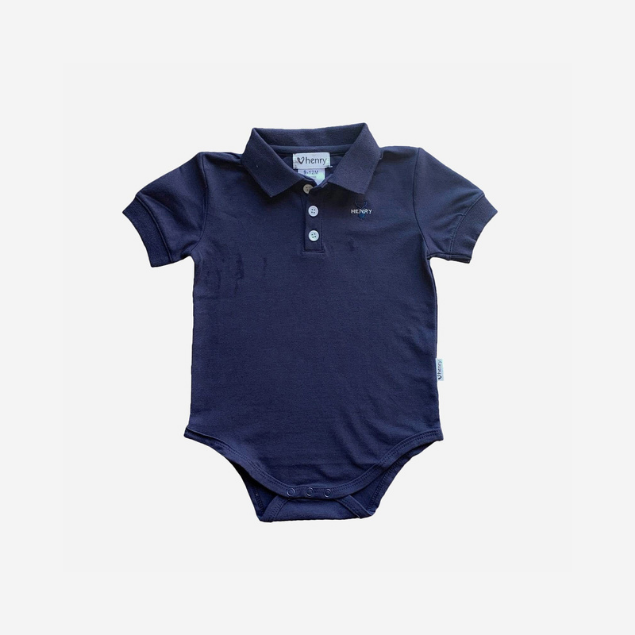 Baby Boys Polo Romper Navy.