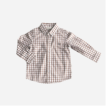 Boys Oxford Dress Shirt Tan Check