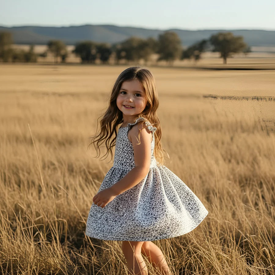 Girls Ellie Dress Navy Daisy