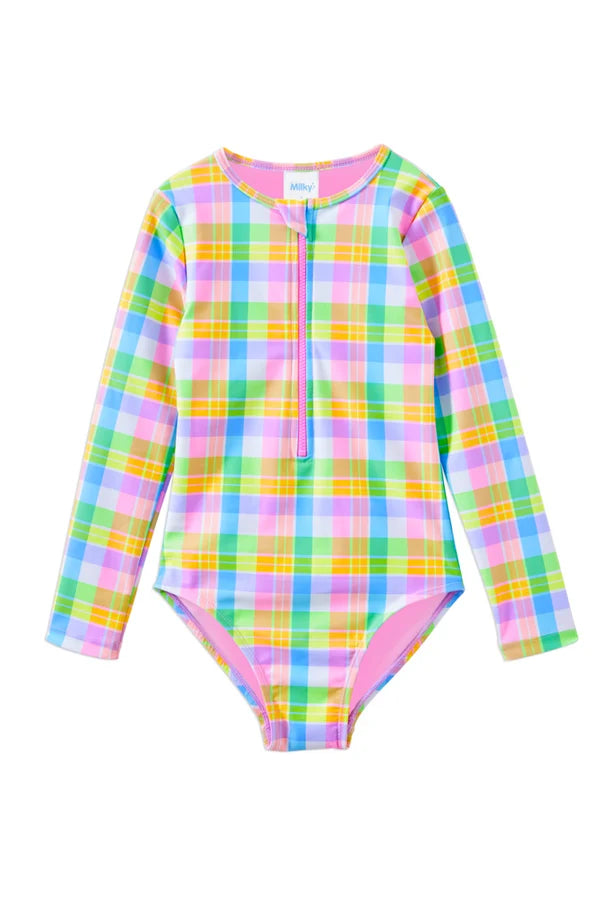Carnival Check Long Sleeve Swimsuit