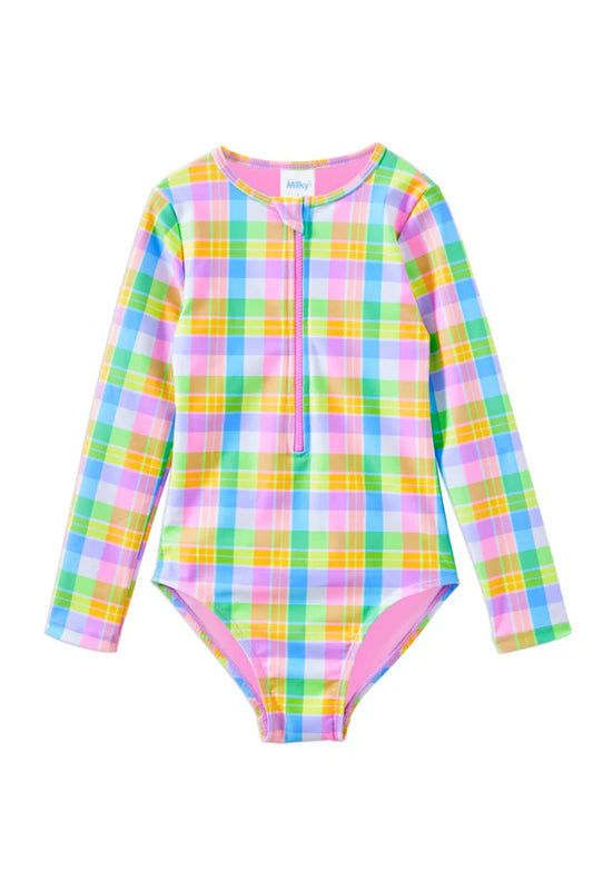Carnival Check Long Sleeve Swimsuit
