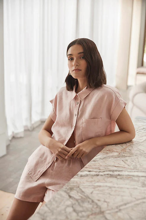 Charlotte Pink Linen Pyjama Set