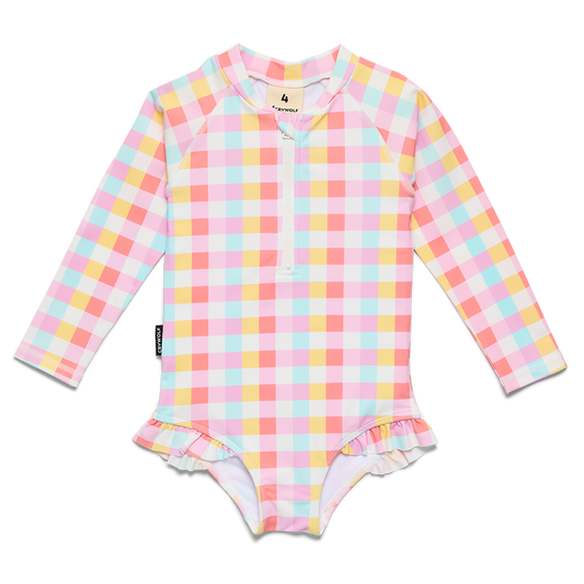 Long Sleeve Swimsuit Pop Gingham