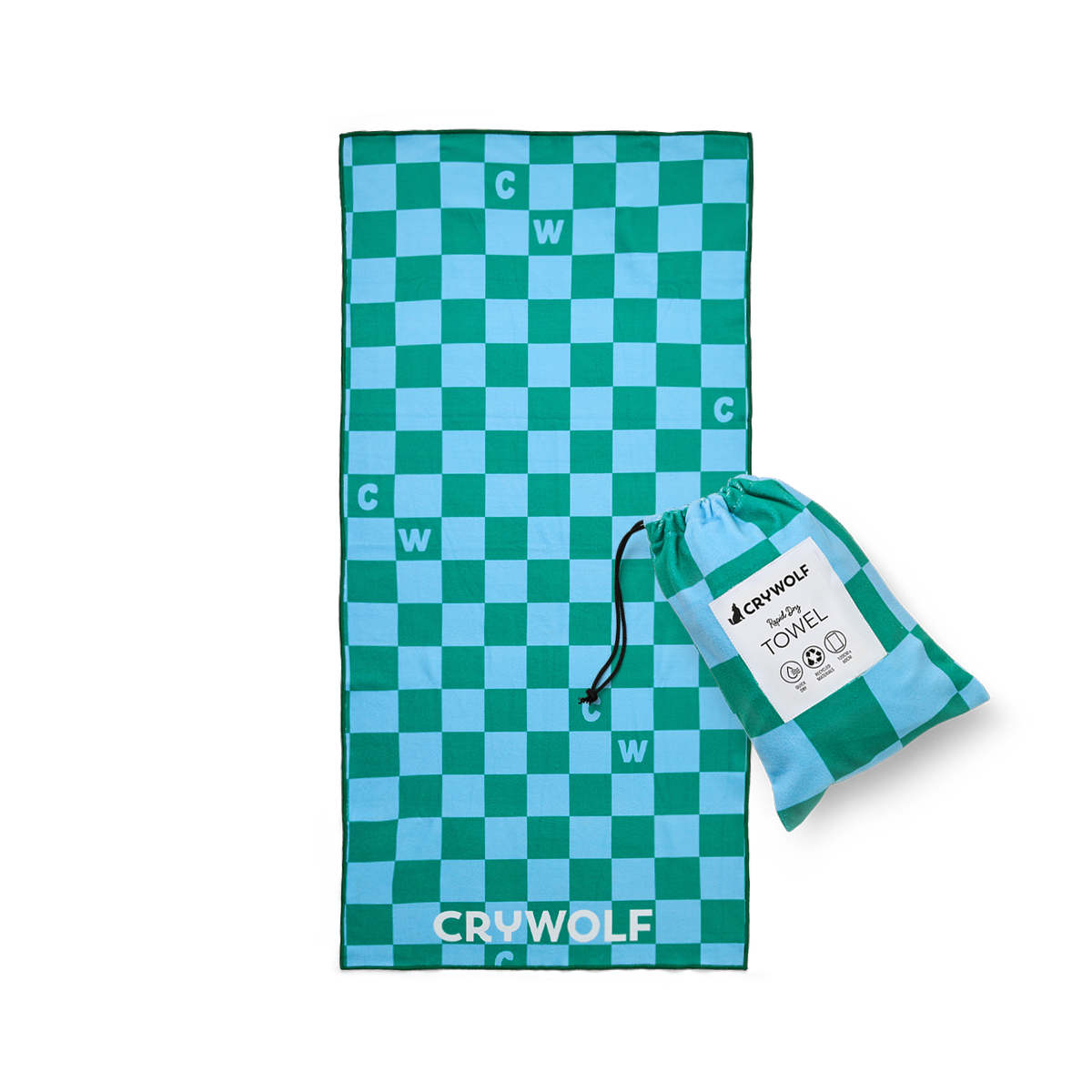 Rapid Dry Towel Sea Green Check