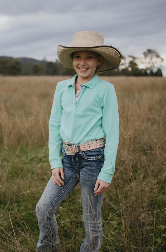 Jill Jnr Lush Mint Long Sleeve Polo