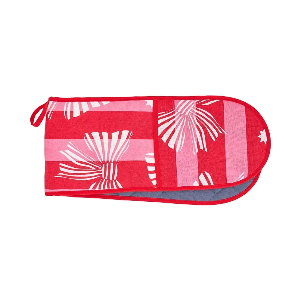 Linen Cotton Double Mit Red Pink Bow