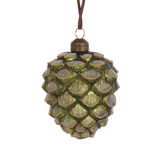 Frosted Green Pinecone Bauble