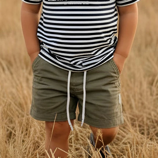 Boys Sonny Shorts Olive Brown Linen