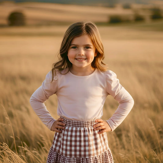 Girls Puff Sleeve Knit Top - Pink