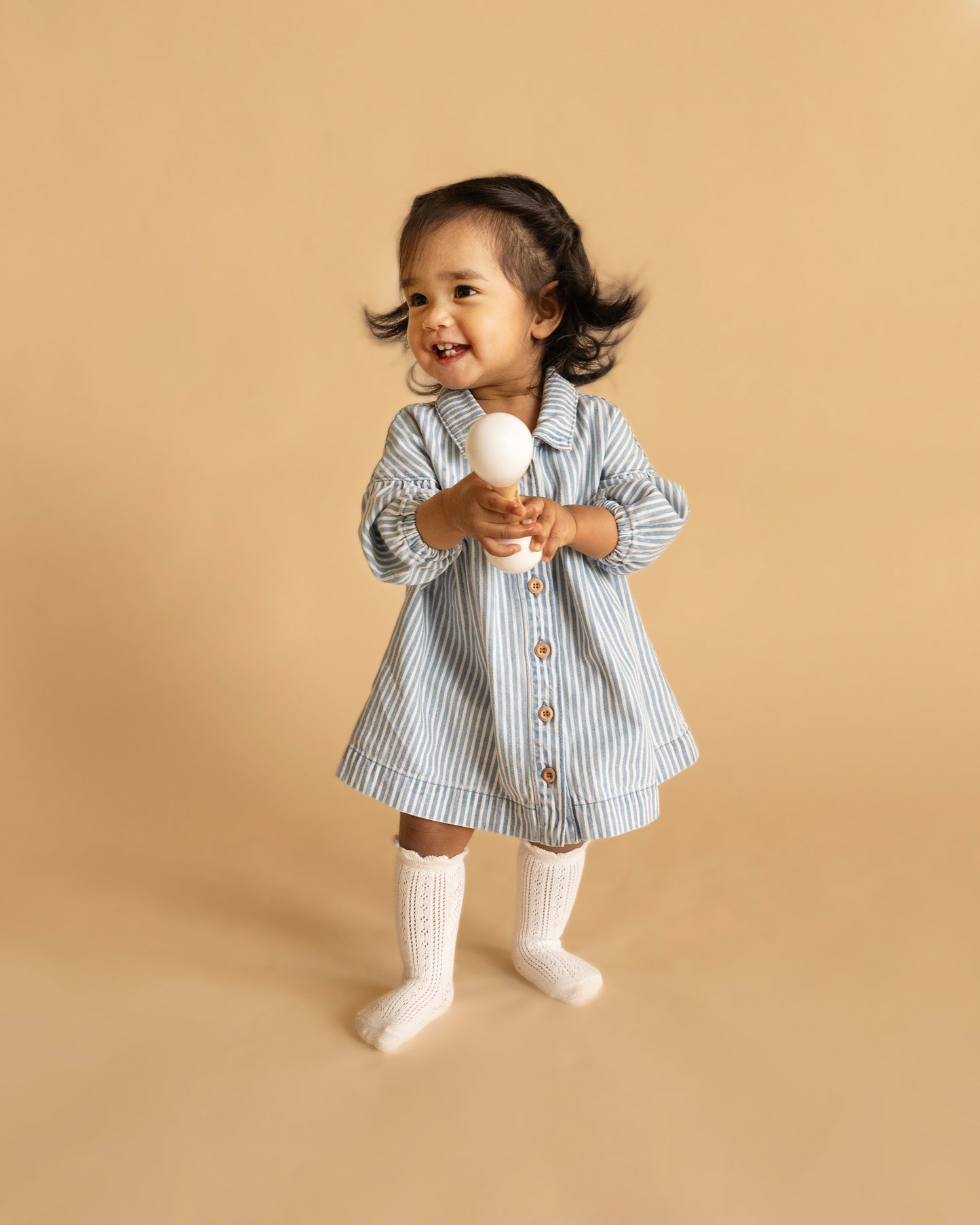 Winter Vacay Stripe Denim Dress