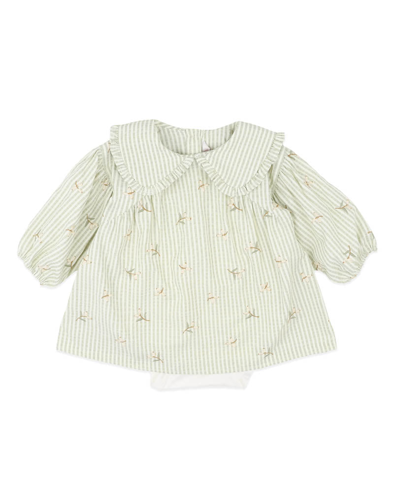 Orchard Bloom Emb. Stripe Overlay Dress