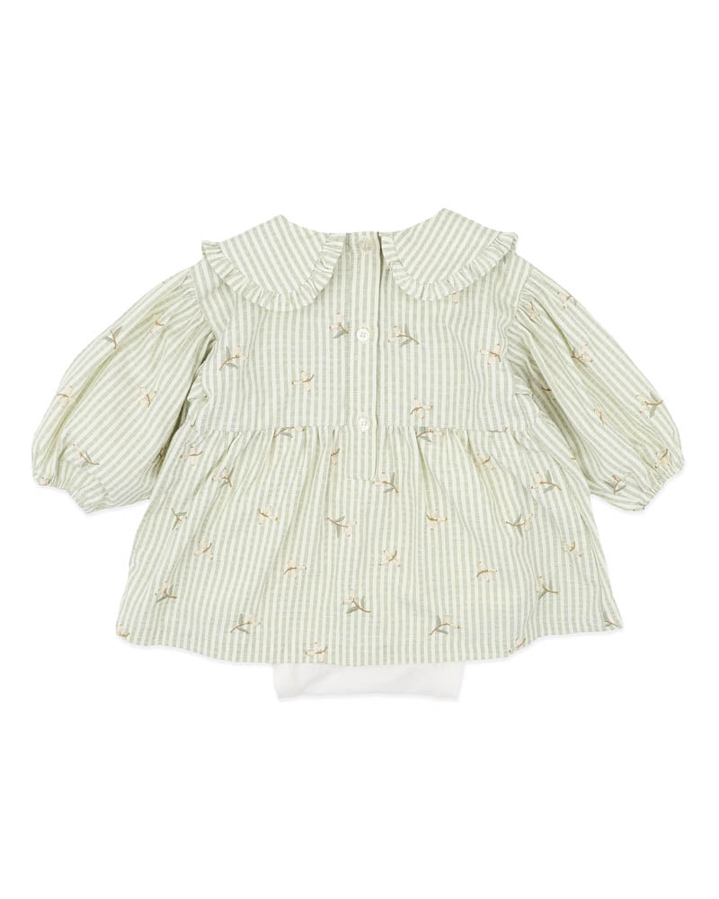 Orchard Bloom Emb. Stripe Overlay Dress