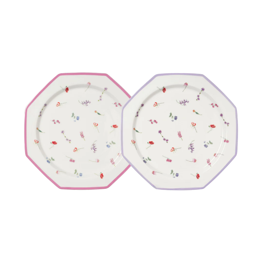 Floral Octagonal Plate Set