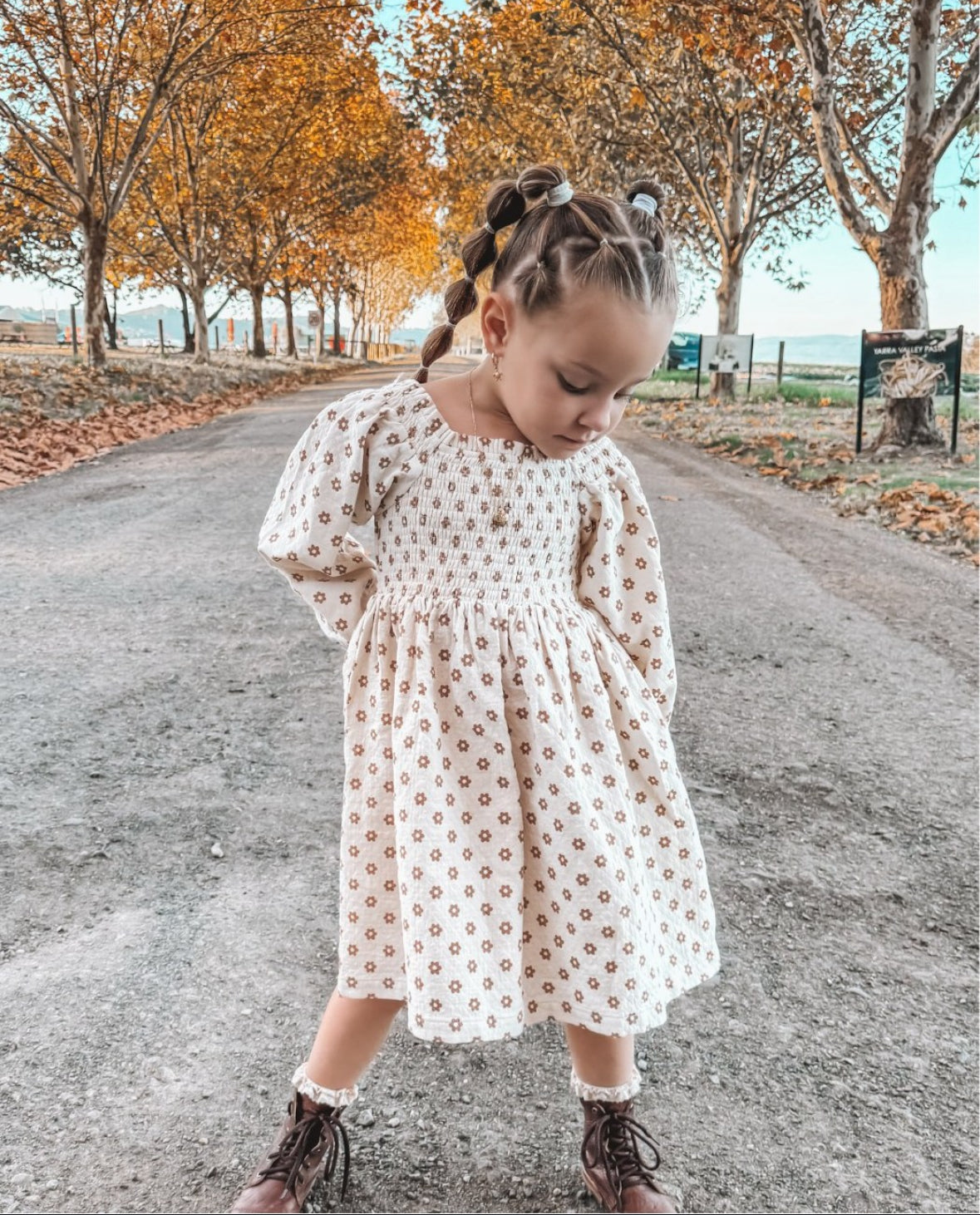 Everly L/S Puff Sleeve Dress Biscuit
