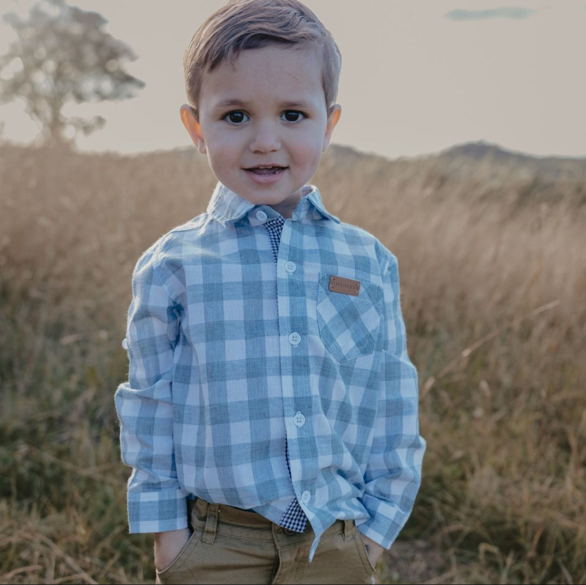 Boys Dress Shirt Large Blue Check