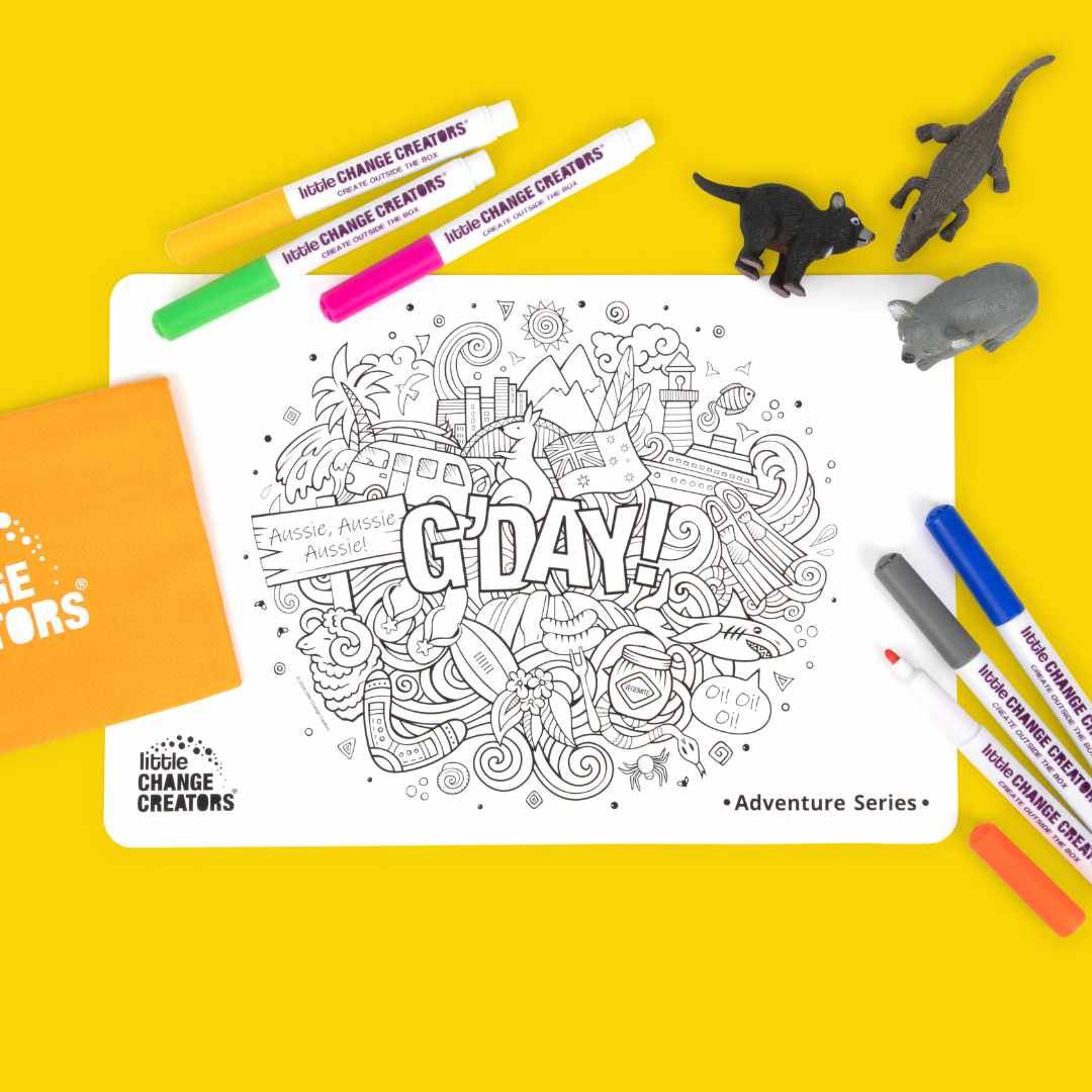 G’DAY! Pocket Reusable Colouring In Set