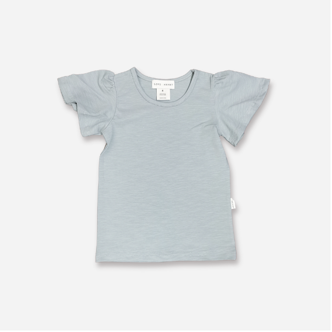 Girls Frill Sleeve Top Blue