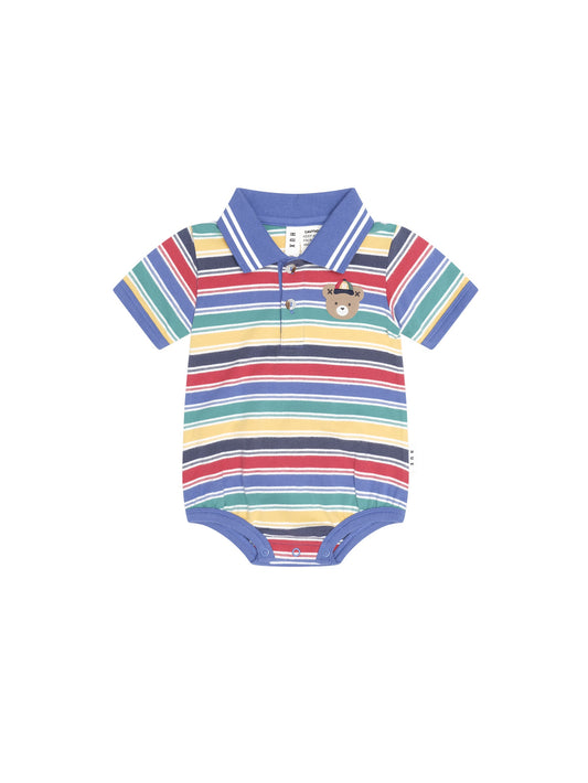 Vintage Stripe Hux Polo Romper