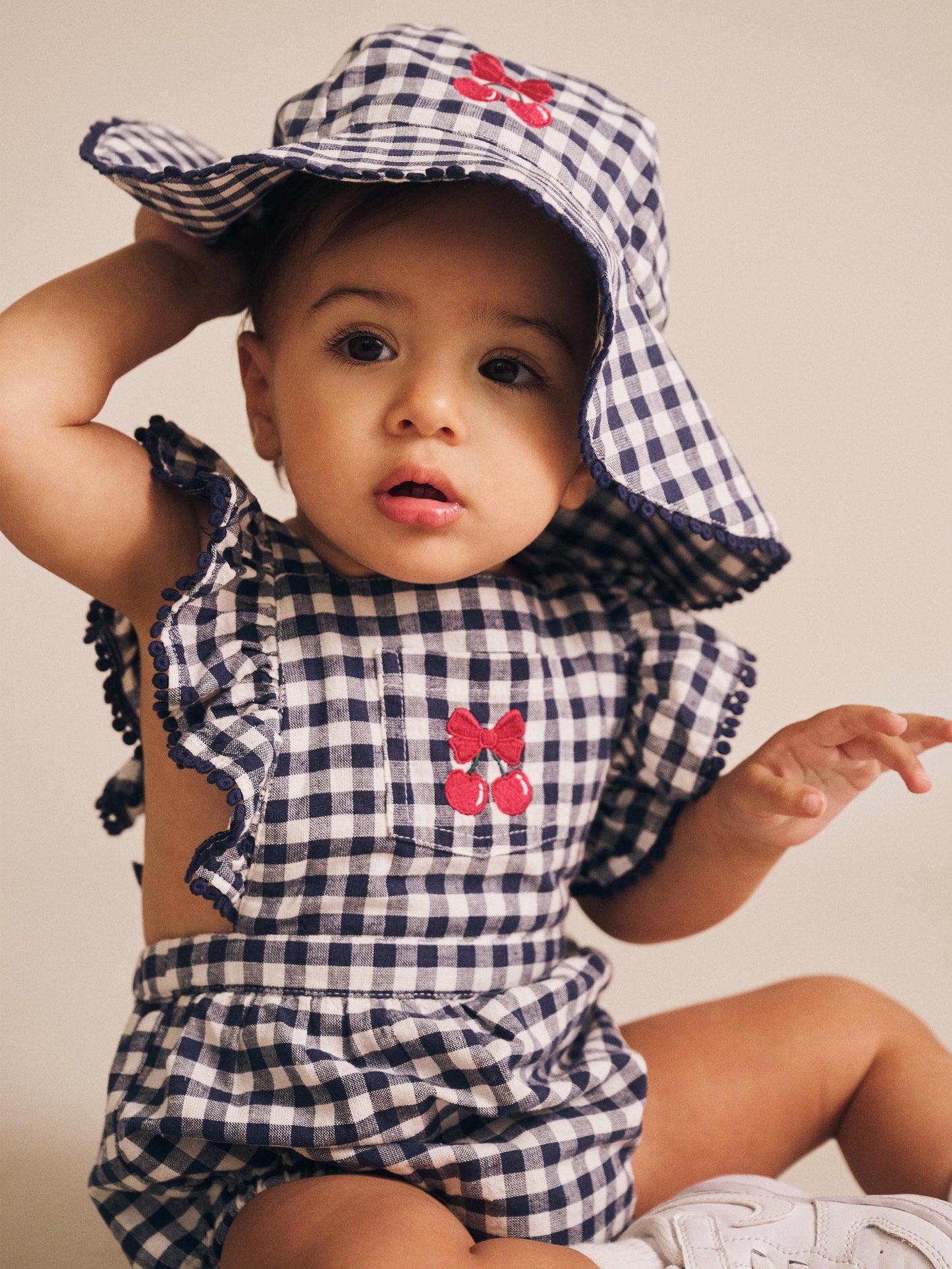 Frilly Playsuit Cherry Pie Check