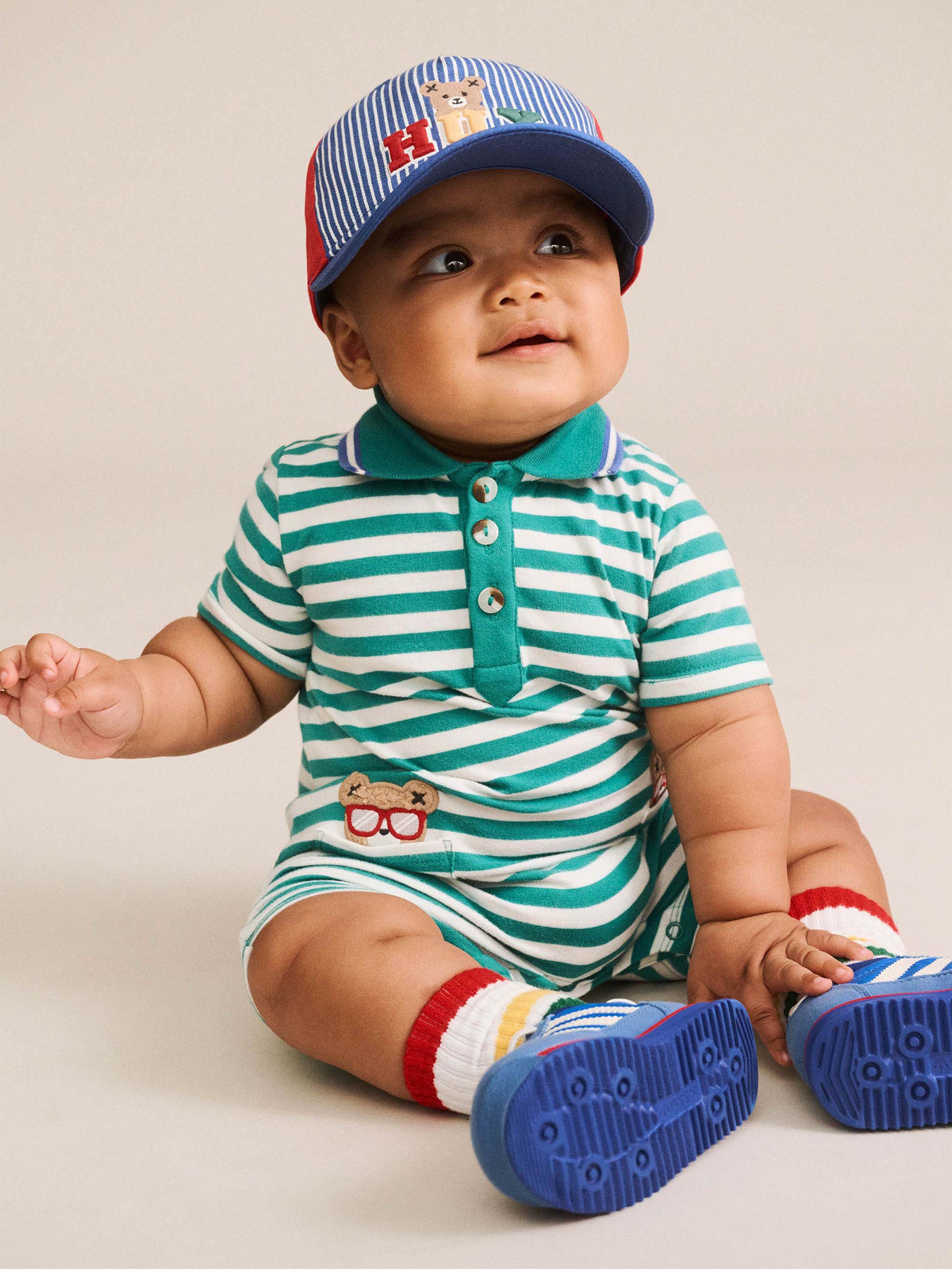 Green Stripe Vacay Hux Romper