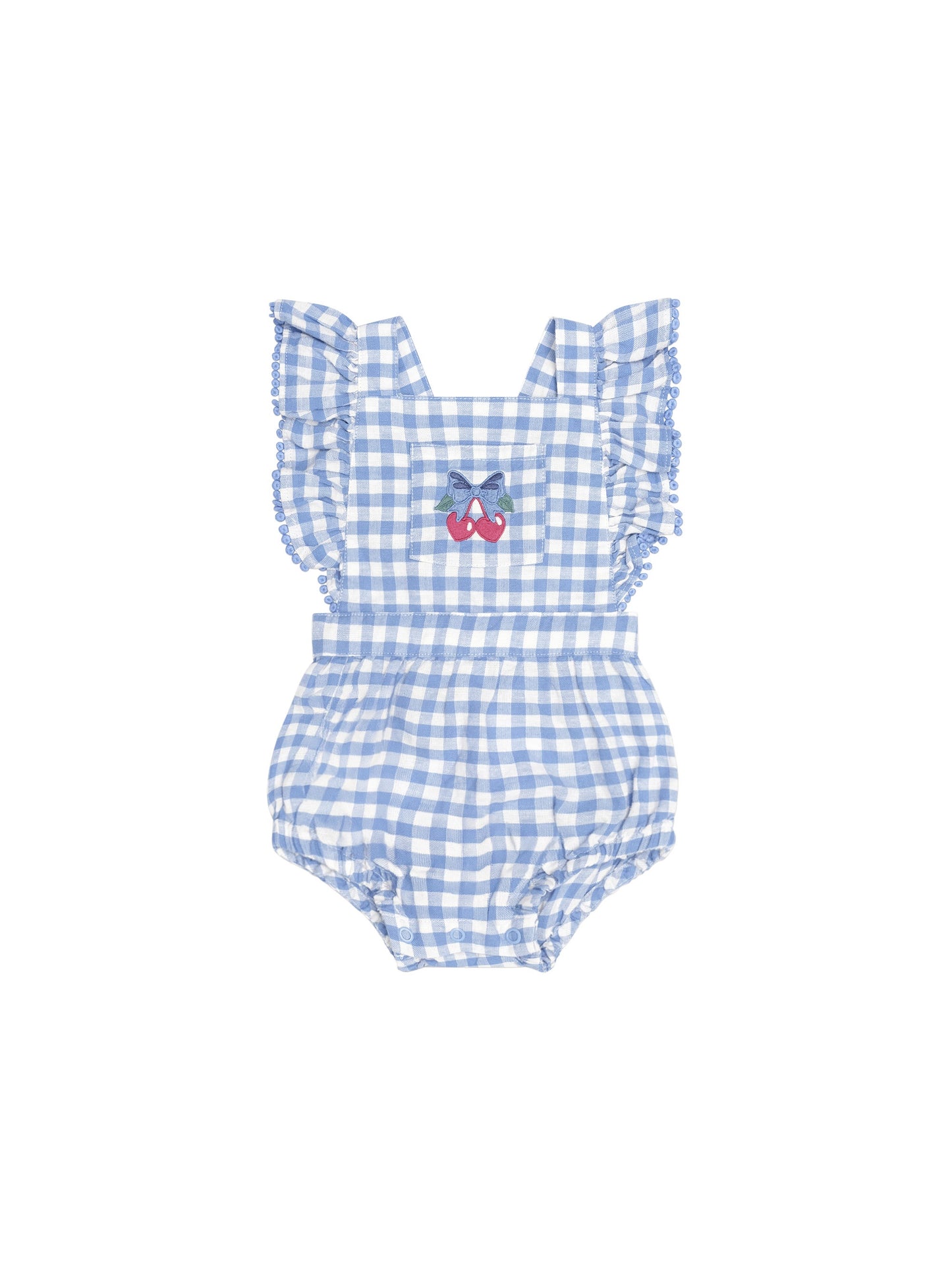 Dusty Blue Gingham Bow Playsuit