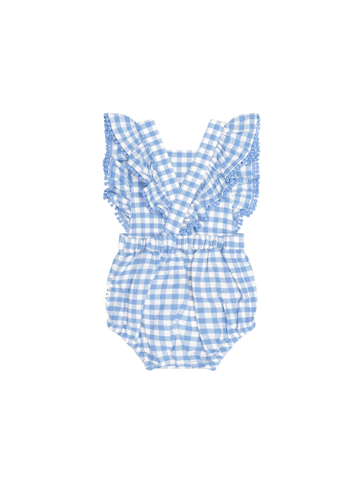 Dusty Blue Gingham Bow Playsuit