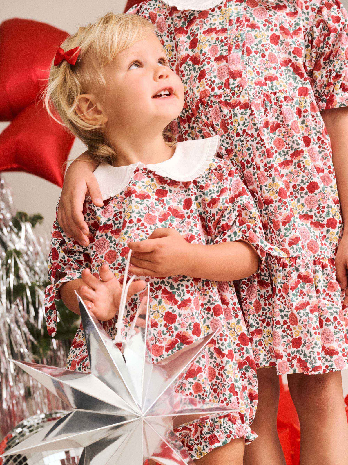 Festive Floral Frill Collar Bubble Romper
