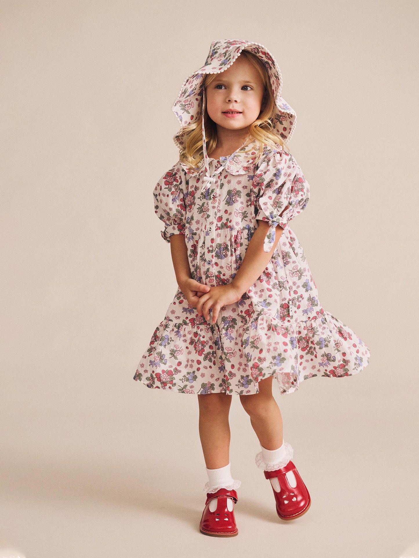Strawberry Garden Tiered Smock Dress