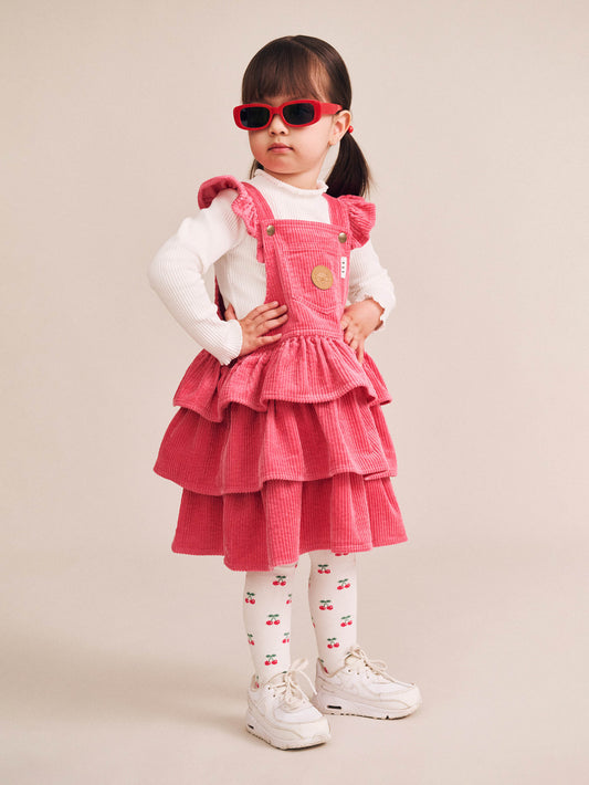 Classic Tiered Cord Pinafore Cherry