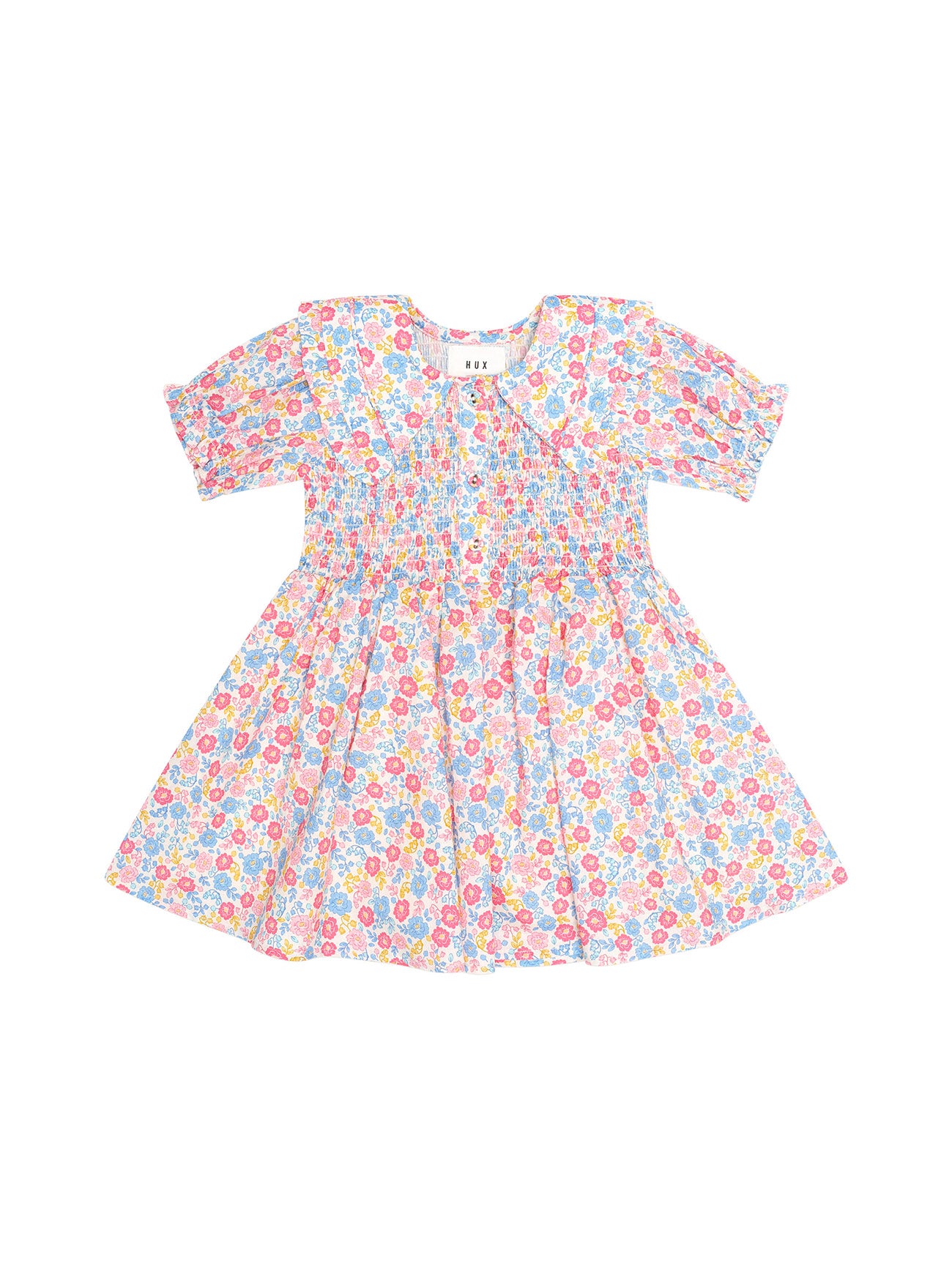 Vintage Floral Shirred Collar Dress